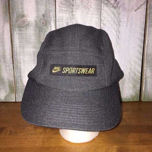Nike Other - VINTAGE Nike Hat Cap Strap Back Gray Gold Panel Swoosh Logo Casual Mens